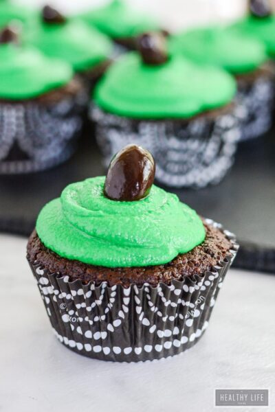Chocolate Football Cupcakes are moist dense cakes gluten free dairy free recipe | ahealthylifeforme.com