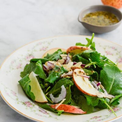 Kale Apple Salad is a tangy and sweet salad that has a great balance of flavors | ahealthylifeforme.com