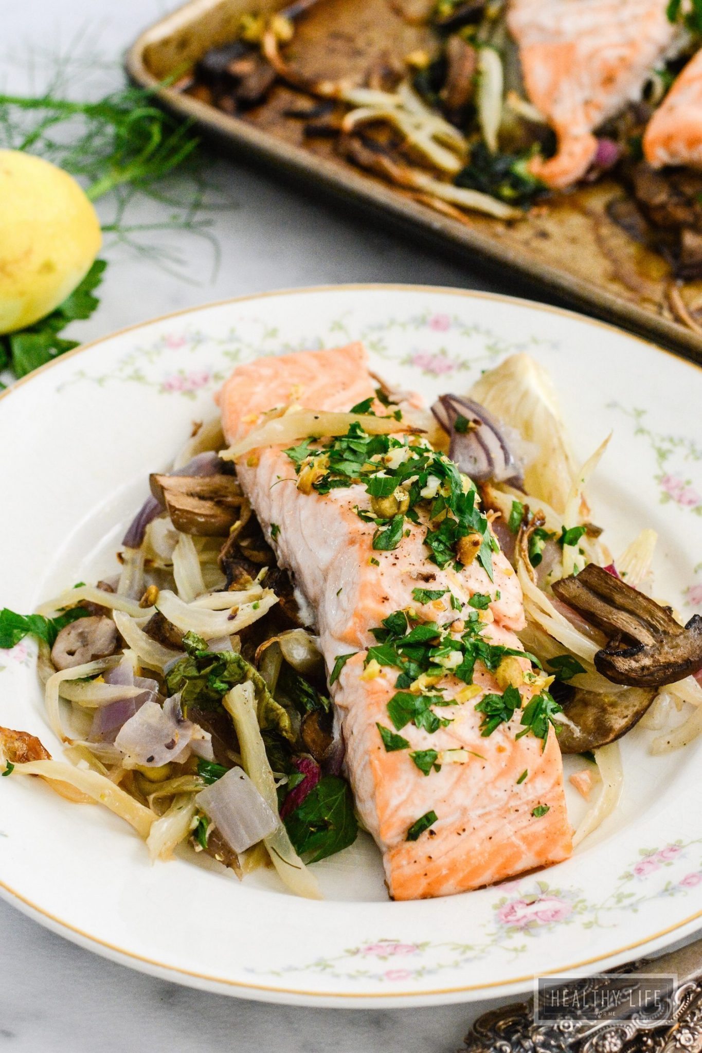 Roasted Salmon Fennel and Bok Choy {gluten free + paleo}