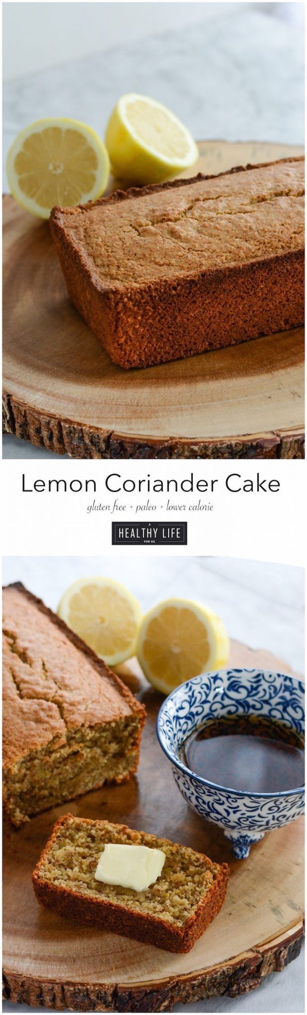 Lemon Coriander Cake Gluten free Paleo Low Calorie Recipe | ahealthylifeforme.com