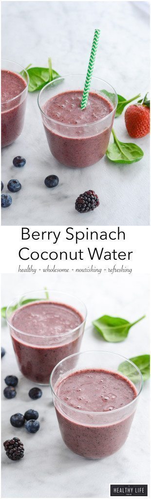 Berry Spinach Coconut Water Juice Recipe that is nourishing healthy | ahealthylifeforme.com