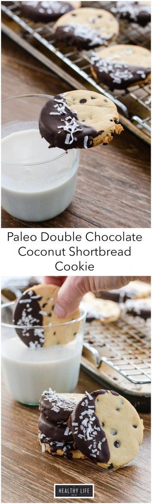 Paleo and Gluten Free Double Chocolate Coconut Shortbread Cookie Recipe | ahealthylifeforme.com