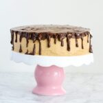 Chocolate Cake with three layers topped with Almond Buttercream Frosting and Chocolate Ganache Gluten Free Recipe | ahealthylifeforme.com