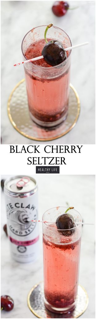 Black Cherry Seltzer a bit of fresh cherries, bubbles and vodka make for a refreshing cocktail | ahealthylifeforme.com