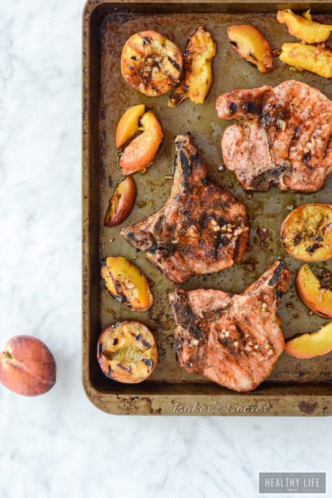 Healthy Grilled Seasonal Pork Chops and Peach Recipe | ahealthylifeforme.com