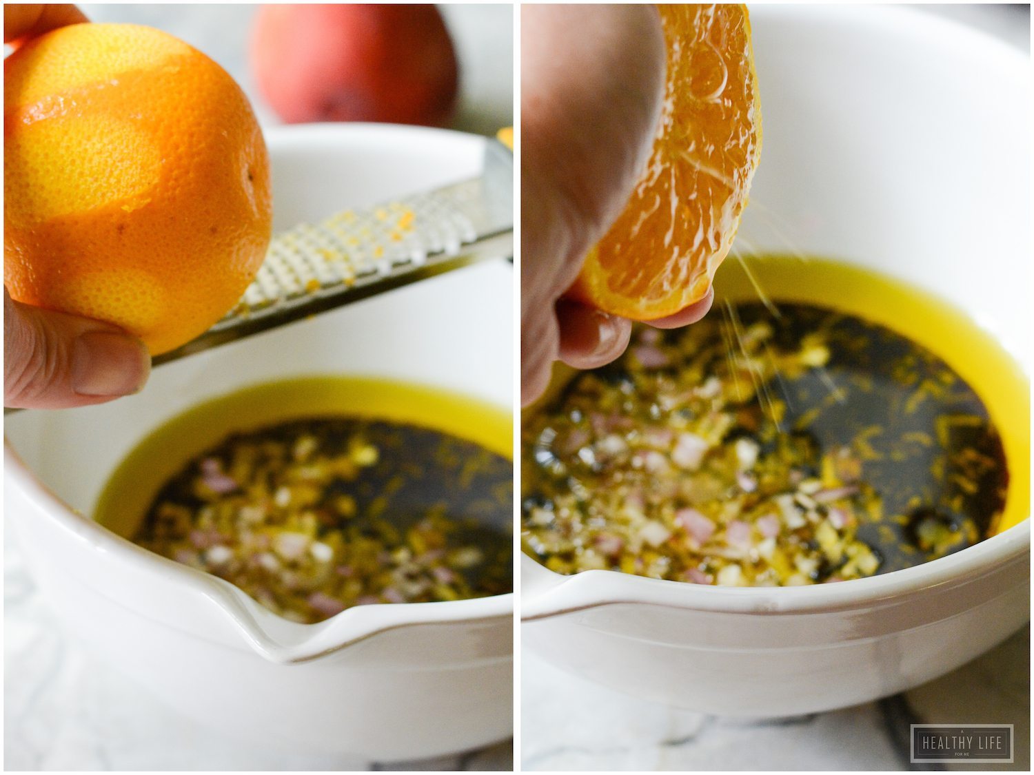 Grating orange into vinaigrette
