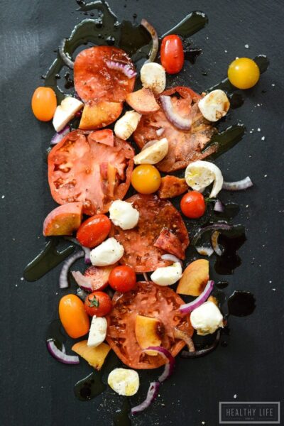 Peach Tomato Caprese Salad perfect summer recipe | ahealthylifeforme.com