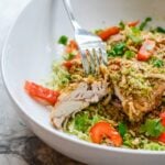 This Paleo Maple Garlic Chicken with Brussels Sprouts cooked up in a slow cooker is an easy, delicious, quick dinner idea | ahealthylifeforme.com