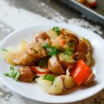 This Paleo One Pan Roasted Vegetable Sausage is a great weeknight family dinner recipe. It takes only minutes to prepare and uses one pan for cooking | ahealthylifeforme.com