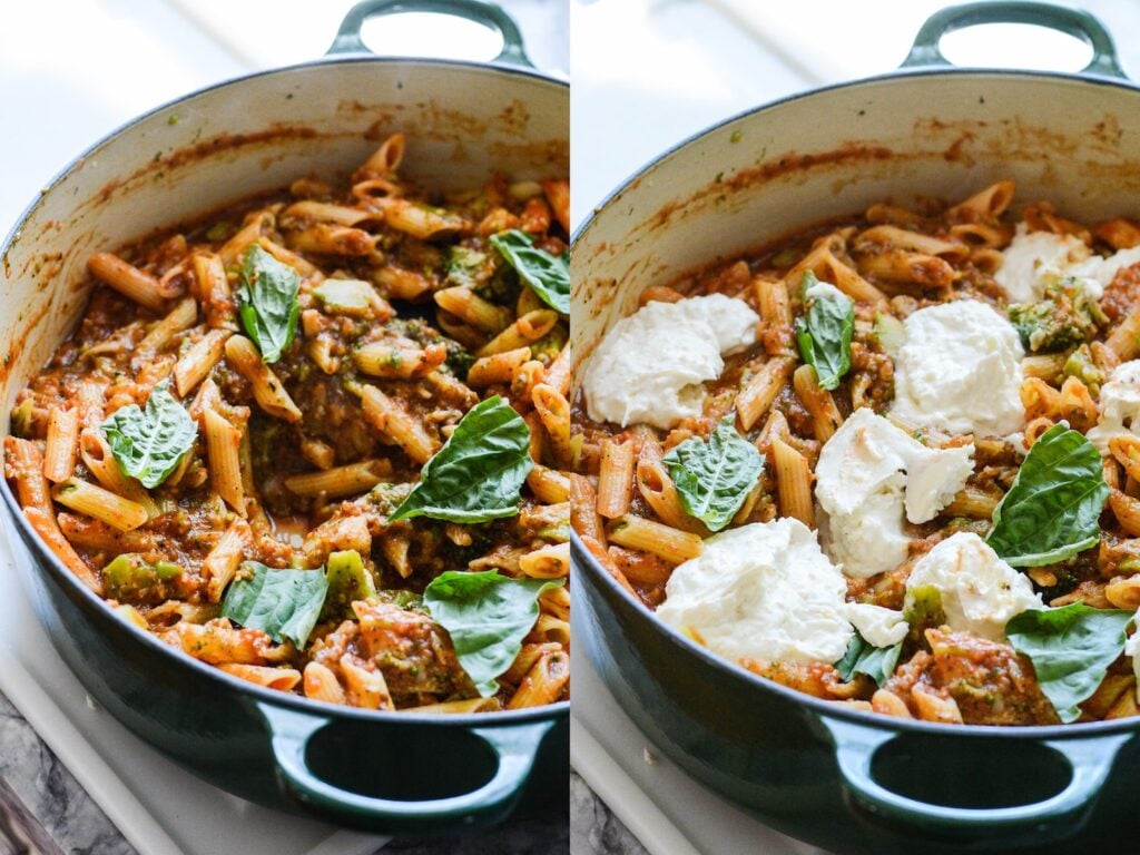 One Pot Broccoli Cauliflower Pasta Bake Recipe Gluten Free Vegetarian | ahealthylifeforme.com