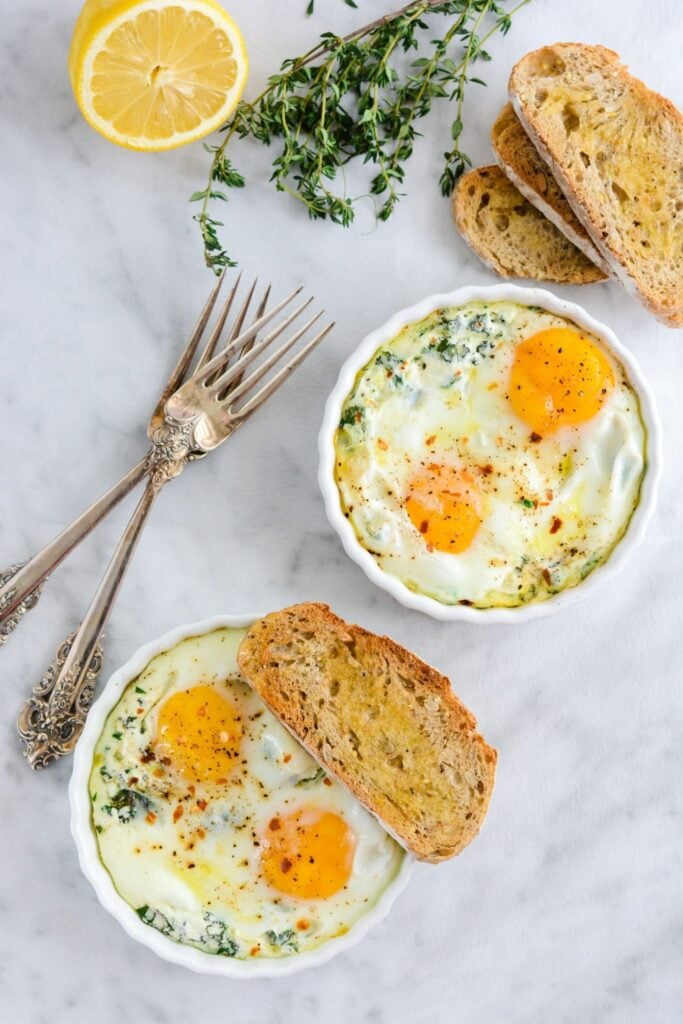 Baked Egg Ricotta Thyme Cups