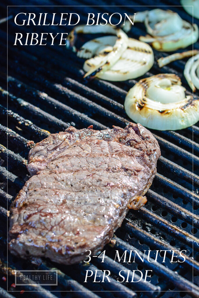 Grilled Bison Ribeye Steak with Avocado butter | ahealthylifeforme.com