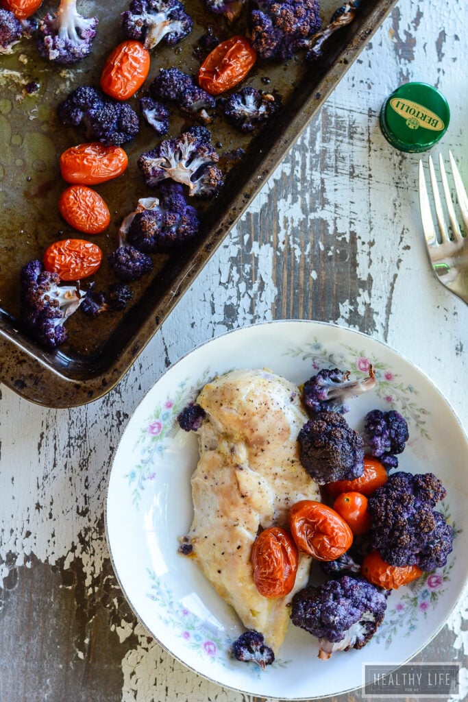 Sheet Pan Chicken Cauliflower Recipe | ahealthylifeforme.com