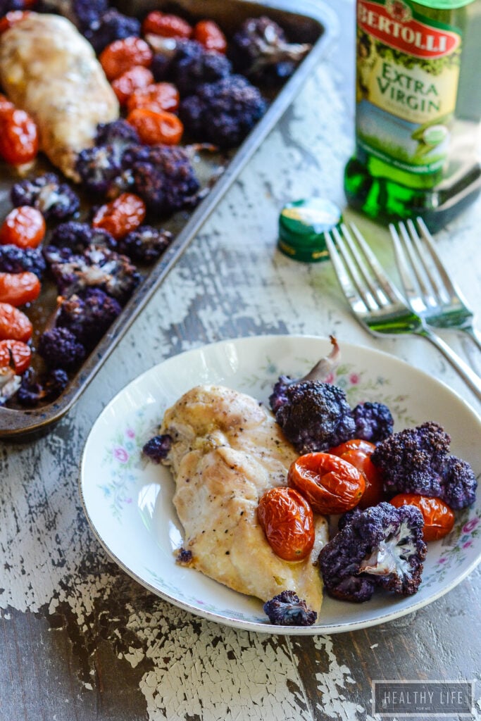 Sheet Pan Chicken Cauliflower Recipe | ahealthylifeforme.com