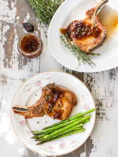 Perfect Valentine's Dinner for Two Pan Seared Roasted Pork Chops with Fig Sauce