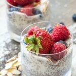 Chia Seed Pudding with berries served in a cup