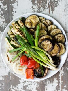 Overhead view of Grilled Vegetable Plate
