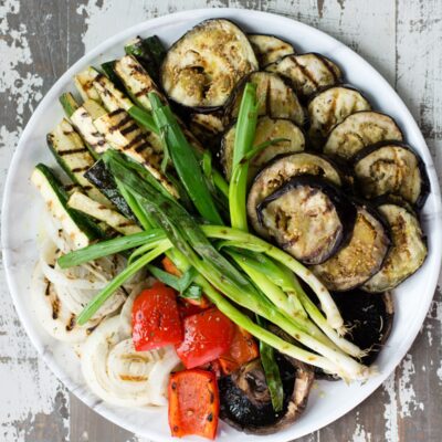Overhead view of Grilled Vegetable Plate